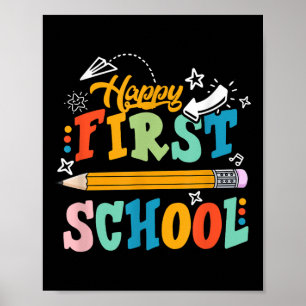 Lycklig första dag för skolläraren Student Kid til Poster