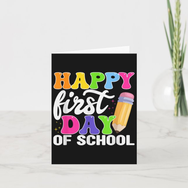 Lycklig första dag för skolpennlärarbarn kort (Framsida)