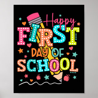 Lycklig första dag för skolpennlärarbarn tillbaka poster