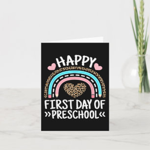 Lycklig första dagen av Preschool Leopard Rainbow Kort