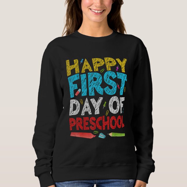 Lycklig första dagen av Preschoolläraren Student t T Shirt (Framsida)