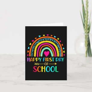 Lycklig första dagen av regnbåge i Back to school Kort