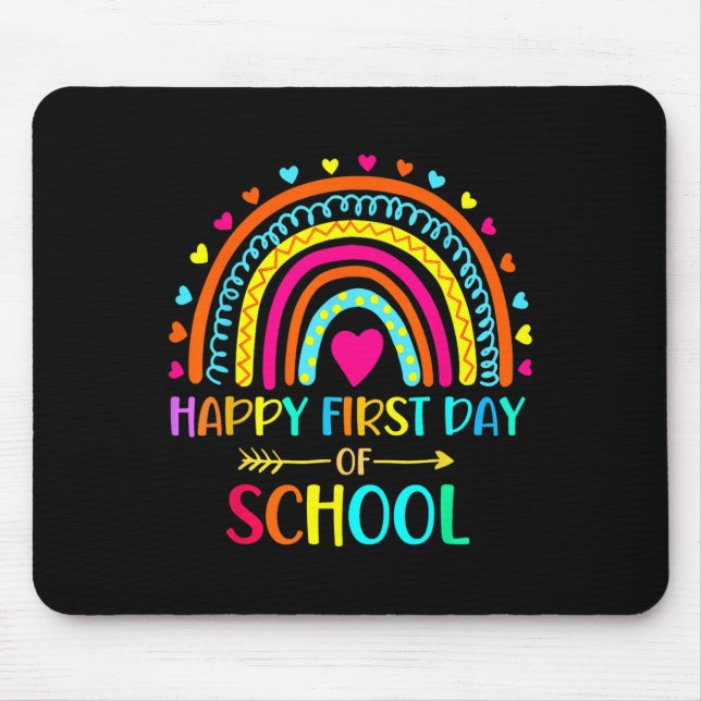 Lycklig första dagen av regnbåge i Back to school  Musmatta (Framsidan)