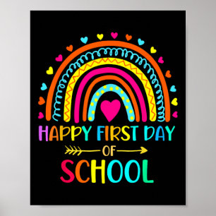 Lycklig första dagen av regnbåge i Back to school Poster