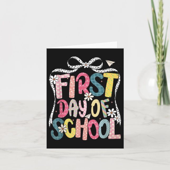 Lycklig första dagen Back to school Coquette Bow S Kort (Framsida)