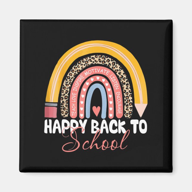 Lycklig första dagen för Back to school Lärare Stu Magnet (Framsidan)