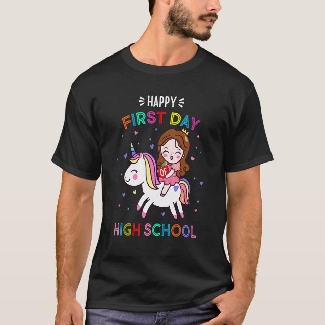 Lycklig första dagen för gymnasieelever vid högsko t shirt (Framsida)