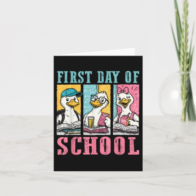 Lycklig första dagen i Back to school Goose Boy Kort (Framsida)