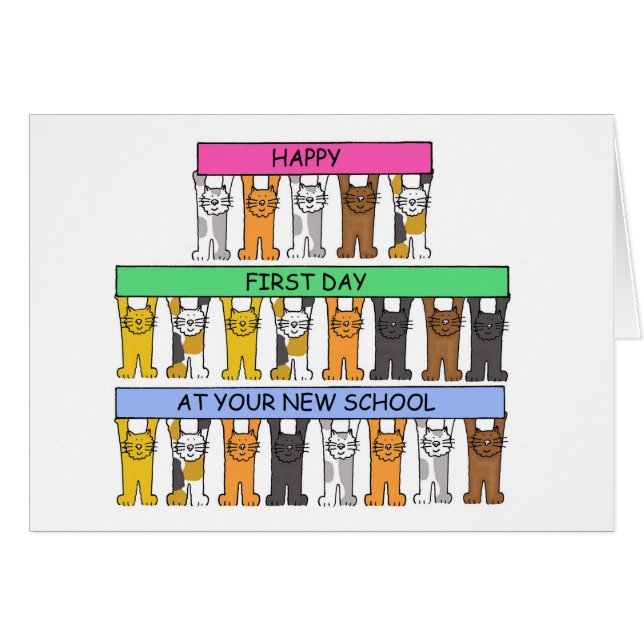 Lycklig första dagen i din nya skola hälsningskort (Framsidan Horizontal)