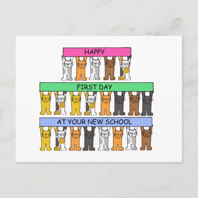 Lycklig första dagen i din nya skola vykort (Framsida)