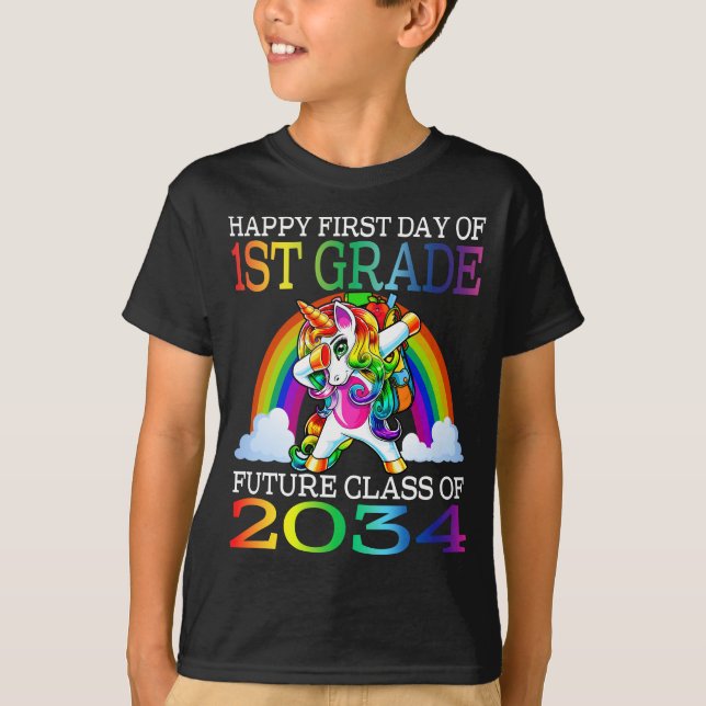 Lycklig första dagen i första Klass 2034 T Shirt (Framsida)