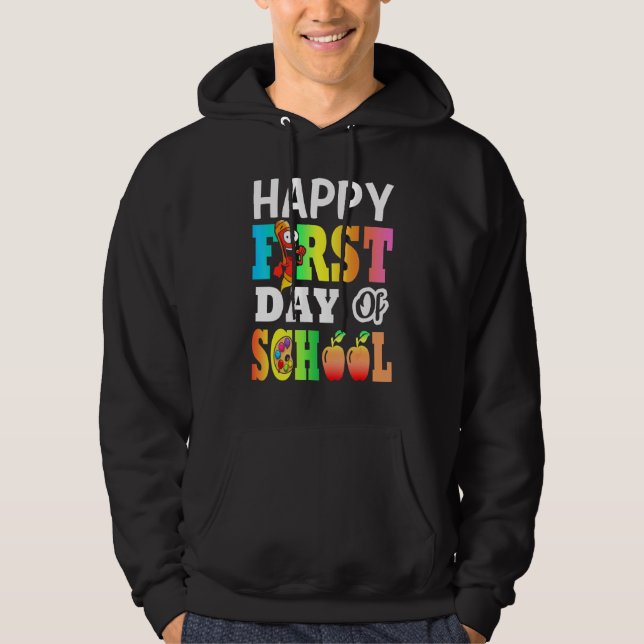 Lycklig första dagen i Manar-skolans kvinnliga lär Hoodie (Framsida)