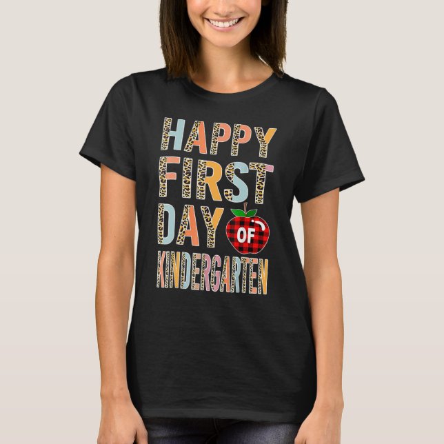 Lycklig första dagen i skolan Kindergarten Leopard T Shirt (Framsida)