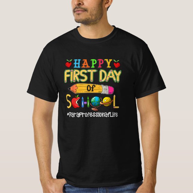 Lycklig första dagen i Skolparaprofessionell skola T Shirt (Framsida)