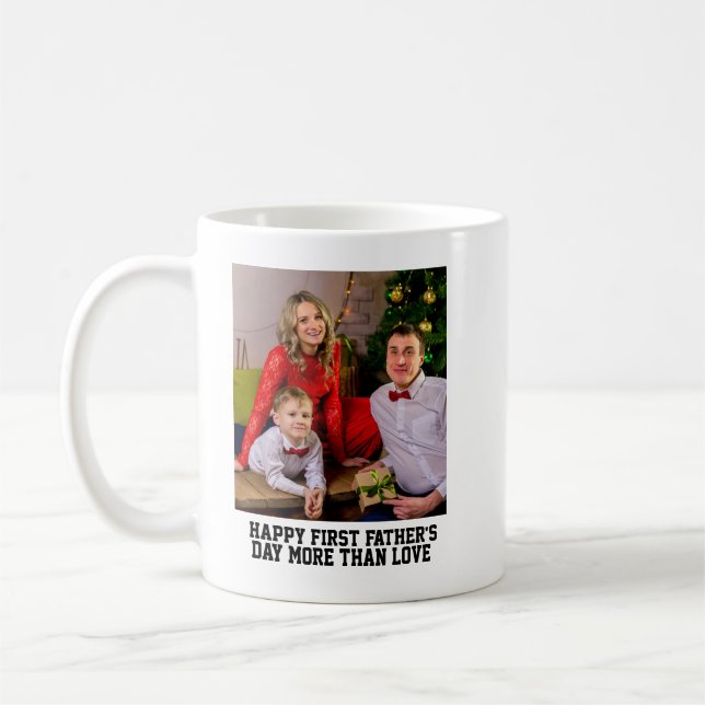 lycklig första Fars dag 1-foto Kaffemugg (Vänster)