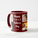 Lycklig första Fars dag Maron 8 Fotokollage Mugg<br><div class="desc">En söt och speciell gåva till den nya pappa till hans första fars dag. .Anpassa med 8 fotografier för en underbar fars dag-keepé.</div>