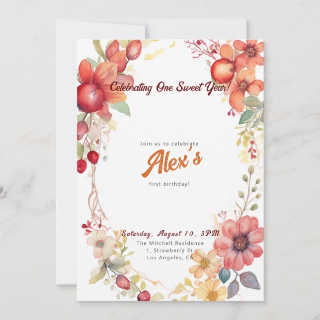 Lycklig första födelsedag! Första årsdagen Party Inbjudningar (Framsida)