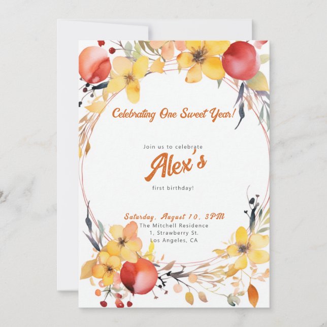 Lycklig första födelsedag! Första årsdagen Party Inbjudningar (Framsida)