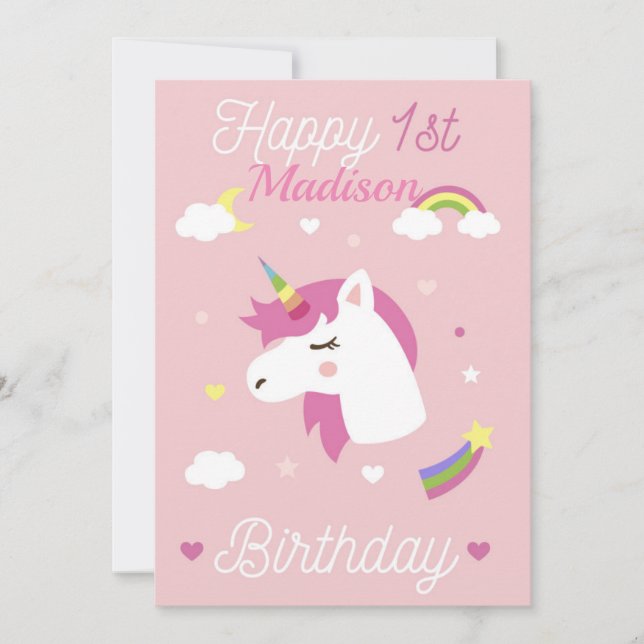 Lycklig första födelsedag inbjudningar (Framsida)