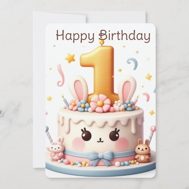 Lycklig första födelsedag julkort (Framsida)