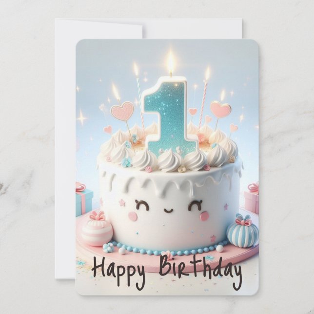 Lycklig första födelsedag julkort (Framsida)