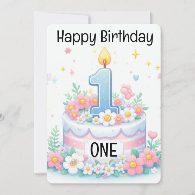 Lycklig första födelsedag julkort (Framsida)