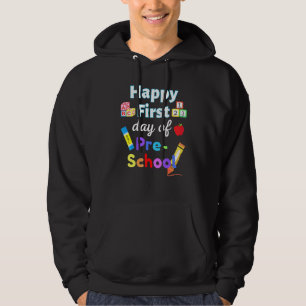 Lycklig första förskoledag student-leker hoodie