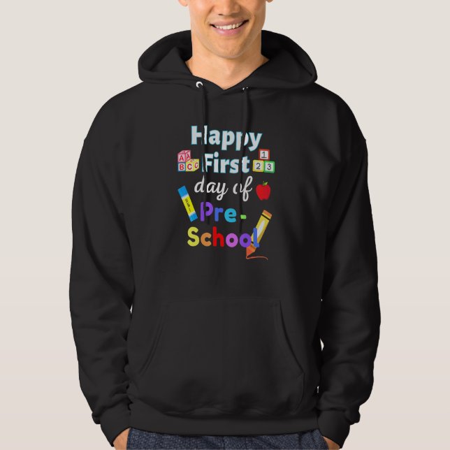 Lycklig första förskoledag student-leker hoodie (Framsida)