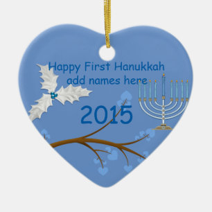 Lycklig första Hanukkah smyckar tillsammans Julgransprydnad Keramik