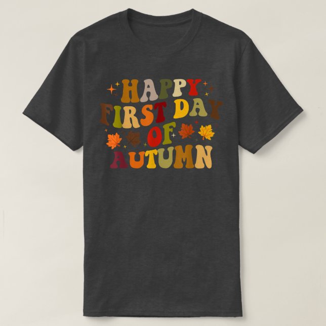 Lycklig första höstdagen, vinterhösten t shirt (Design framsida)