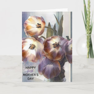 Lycklig första Moderns Rosa Tulips Kort