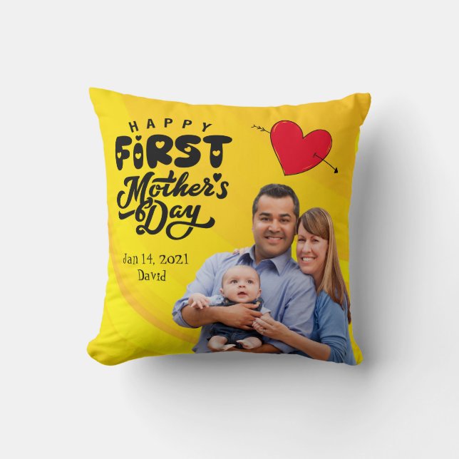Lycklig första Mors dag Anpassningsbarna Dekorativ Kudde (Framsida)
