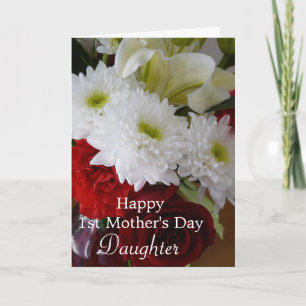 Lycklig första Mors dag-dotter/Söt Blommigt Kort