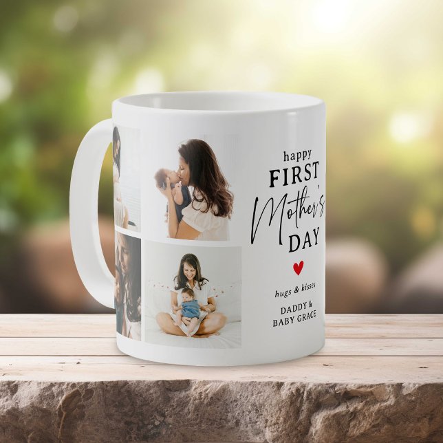 Lycklig Första Mors Dag' Fotokollage Minnessaker Kaffemugg (Skapare uppladdad)