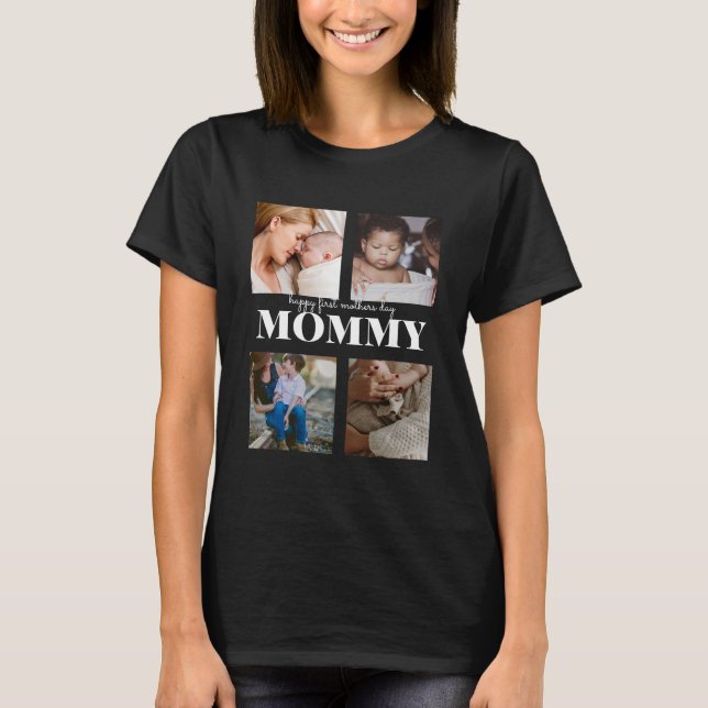 lycklig första mors dag söt fotokollage T-Shirt (Framsida)