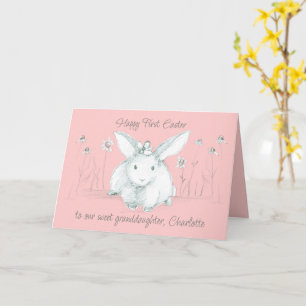 Lycklig Första Påsk-dotterdottern White Rabbit Kort