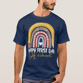 Lycklig första skolavhopparleopardläraren t shirt