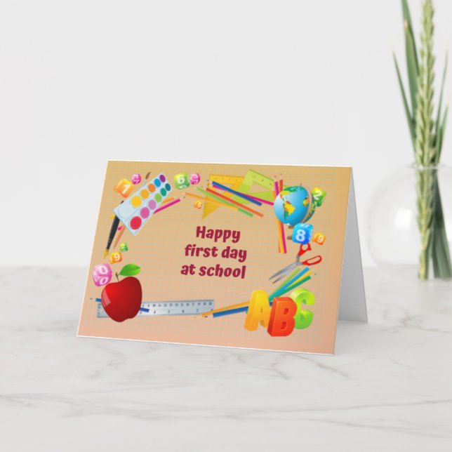Lycklig första skoldag kort (Framsida)