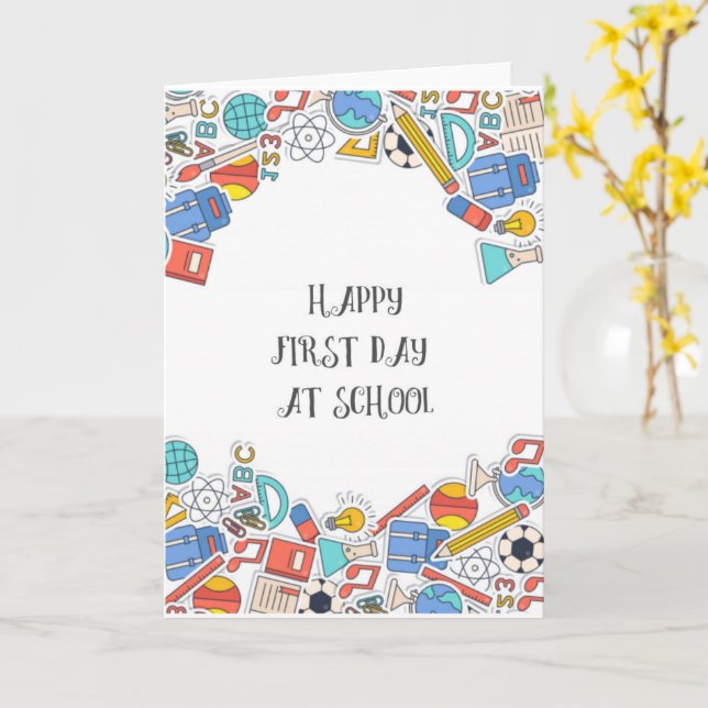 Lycklig första skoldag kort (Gul blomma)