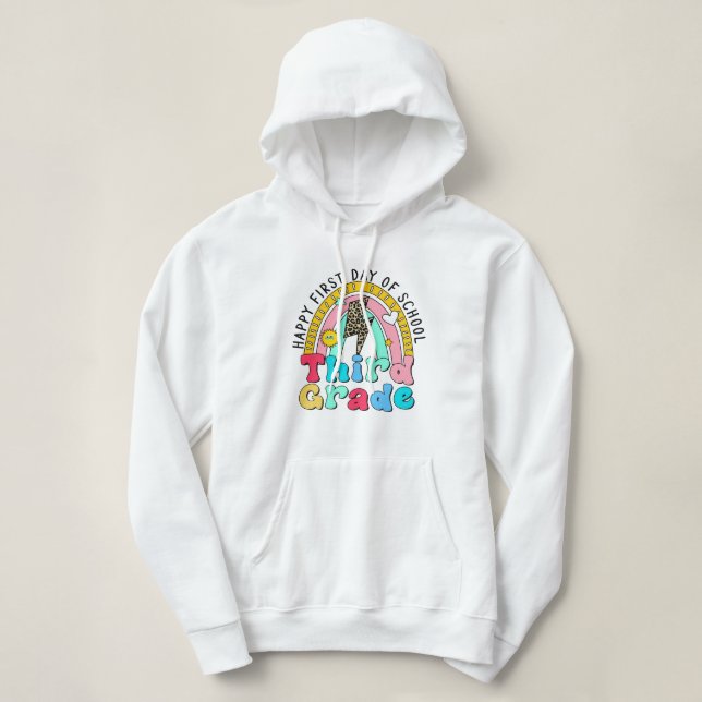 lycklig första skoldag tredje regnbågen klass t shirt (Design framsida)