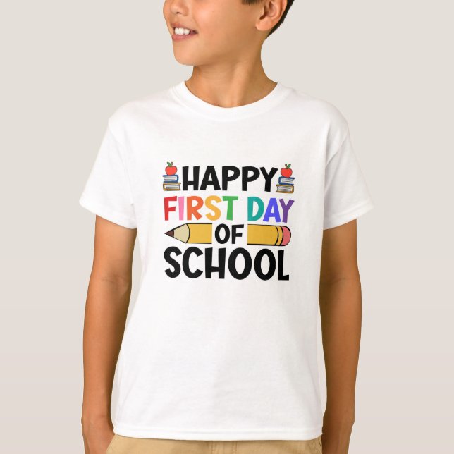Lycklig första skoldagen t shirt (Framsida)