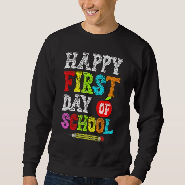 Lycklig första skollärardagen Back to school B Lång Ärmad Tröja (Framsida)