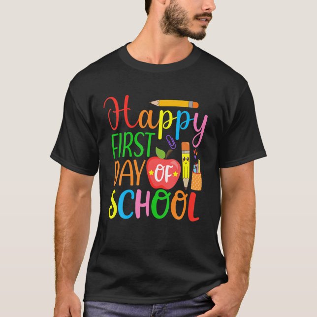 Lycklig första skollärardagen och Student tillbaka T Shirt (Framsida)