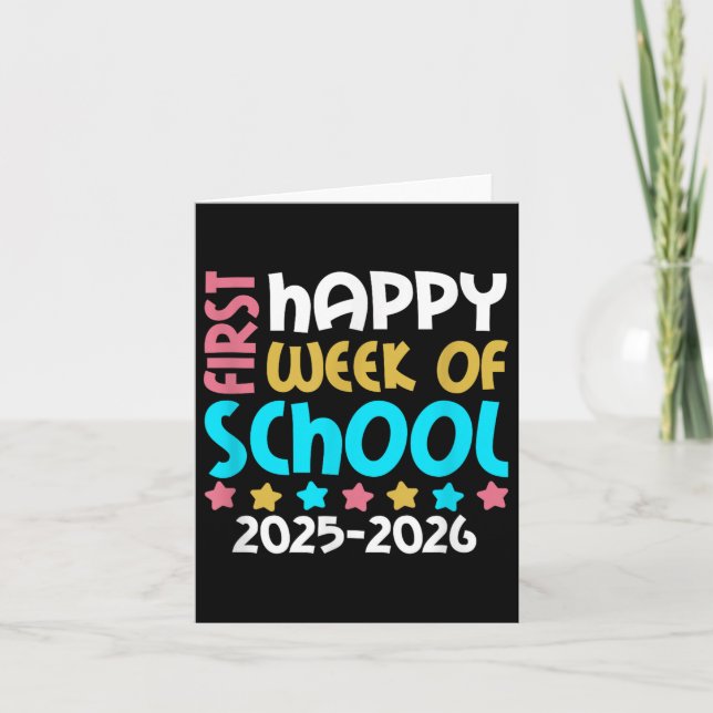 Lycklig första veckan i skolan 2025 2026 kort (Framsida)