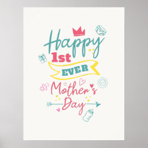 Lycklig förste någonsin Mors dag Cute New mamma Poster