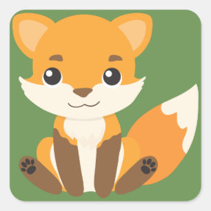 Lycklig Fox Fyrkantigt Klistermärke