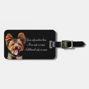 Lycklig fractalius Yorkie Bagagebricka