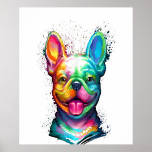 Lycklig Fransk Bulldog Smiling Ansikte Poster