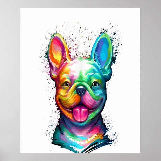 Lycklig Fransk Bulldog Smiling Ansikte Poster (Framsidan)