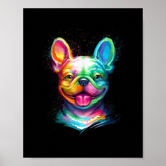 Lycklig Fransk Bulldog Smiling Ansikte Poster (Framsidan)